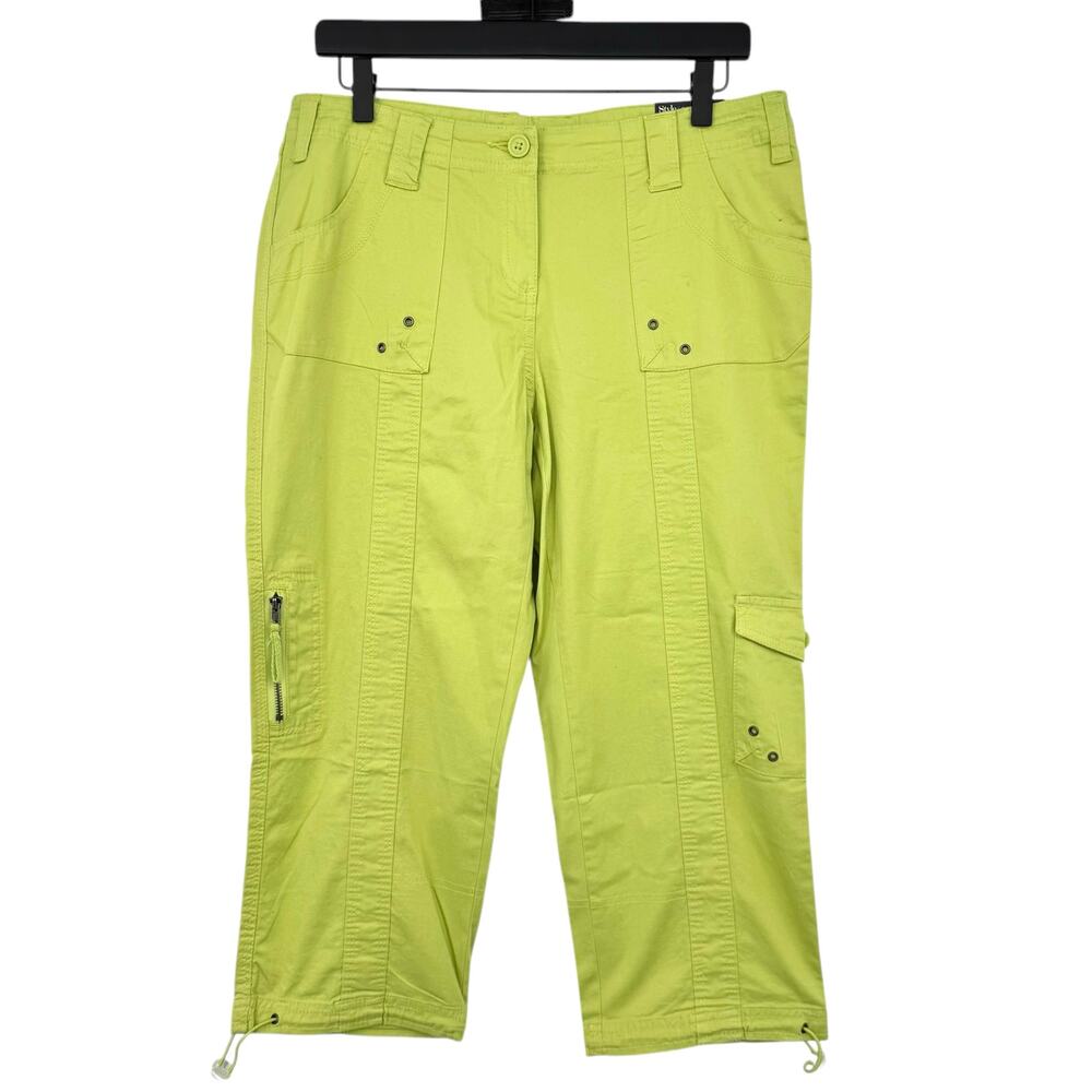 NWT Style & Co Womens Lime Green Cargo Utility Capri Pants Y2K Streetwear Gorp